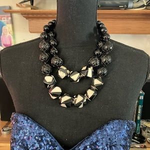 Elegant Black and White Beaded Necklace